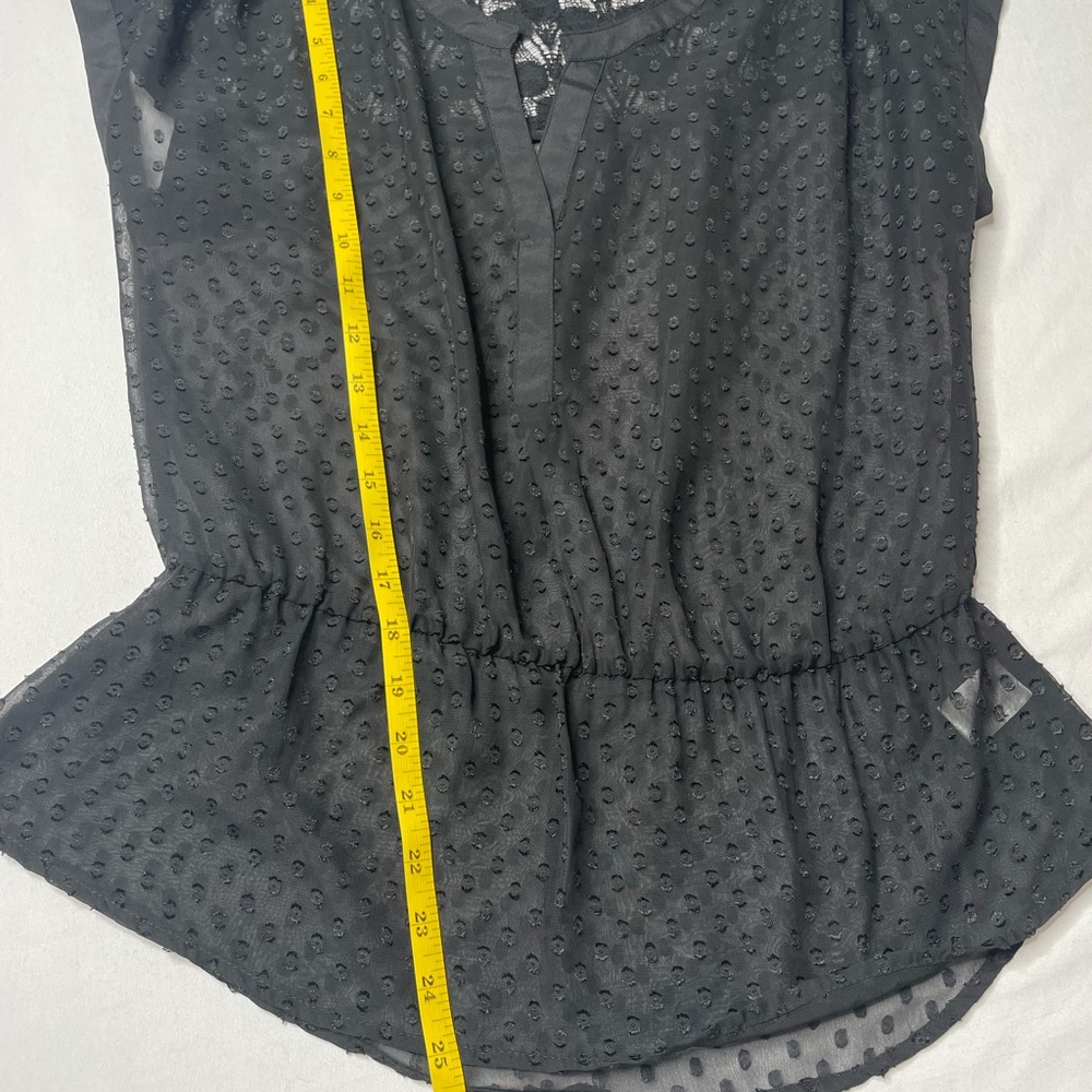 Daniel Rainn Womans Sheer Black Lace Polyester Short Sleeve Blouse - Picture 5 of 7